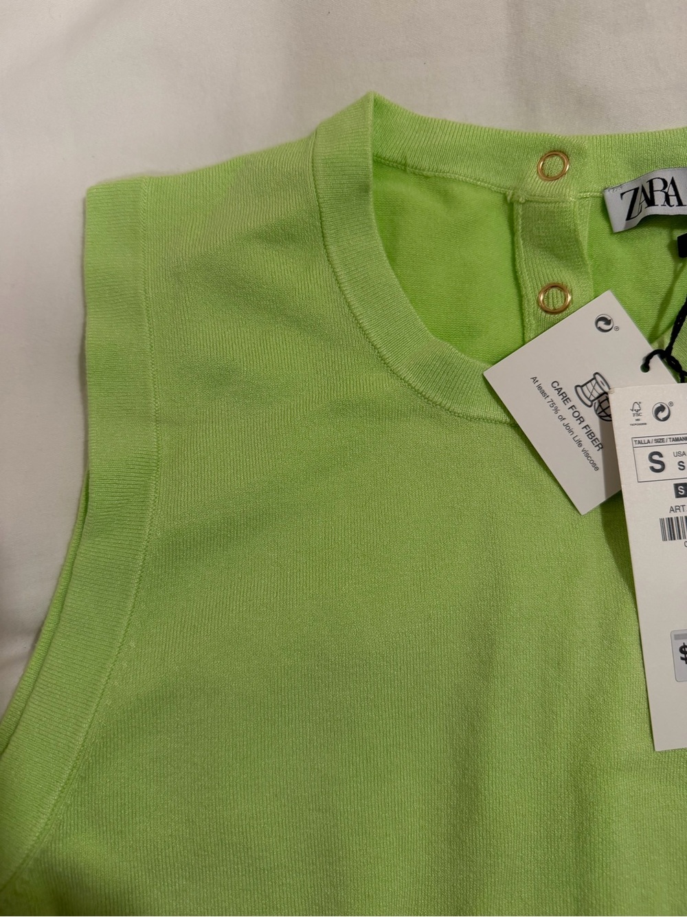 NWT Zara - Soft Sleeveless Lime Green Knit Top